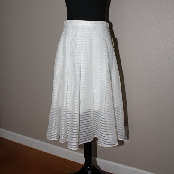 Leifsdottir Anthropologie Womens Shadow Striped Midi Skirt White Size 4 FairyNWT - Picture 1 of 9
